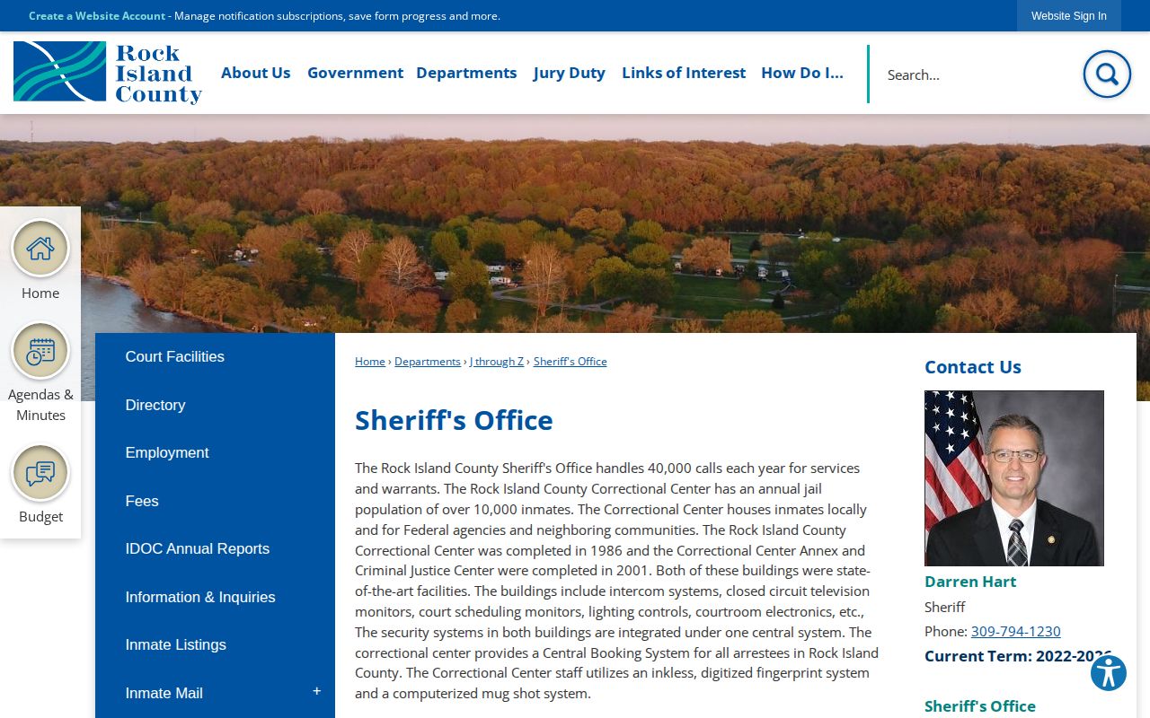 Rock Island County Sheriff Central Booking and computerized mugshot system screenshot