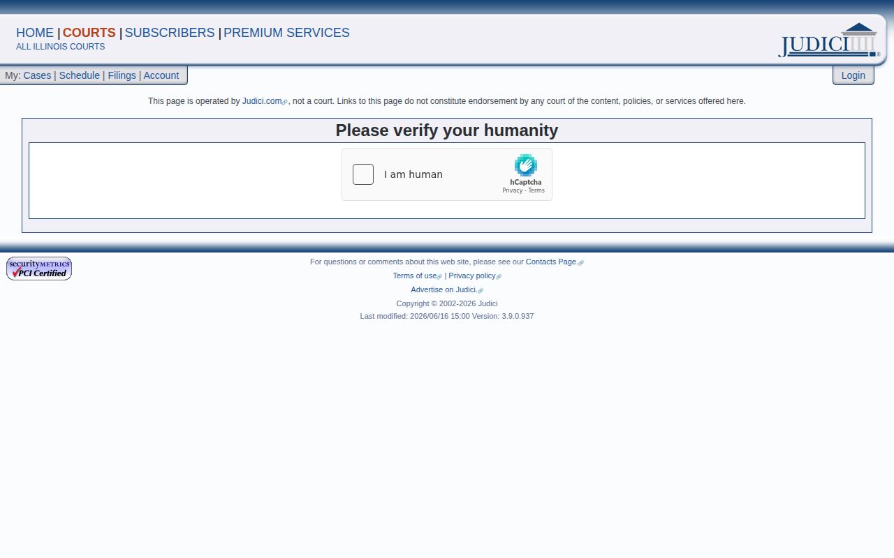 Judici Rock Island County court case search form screenshot