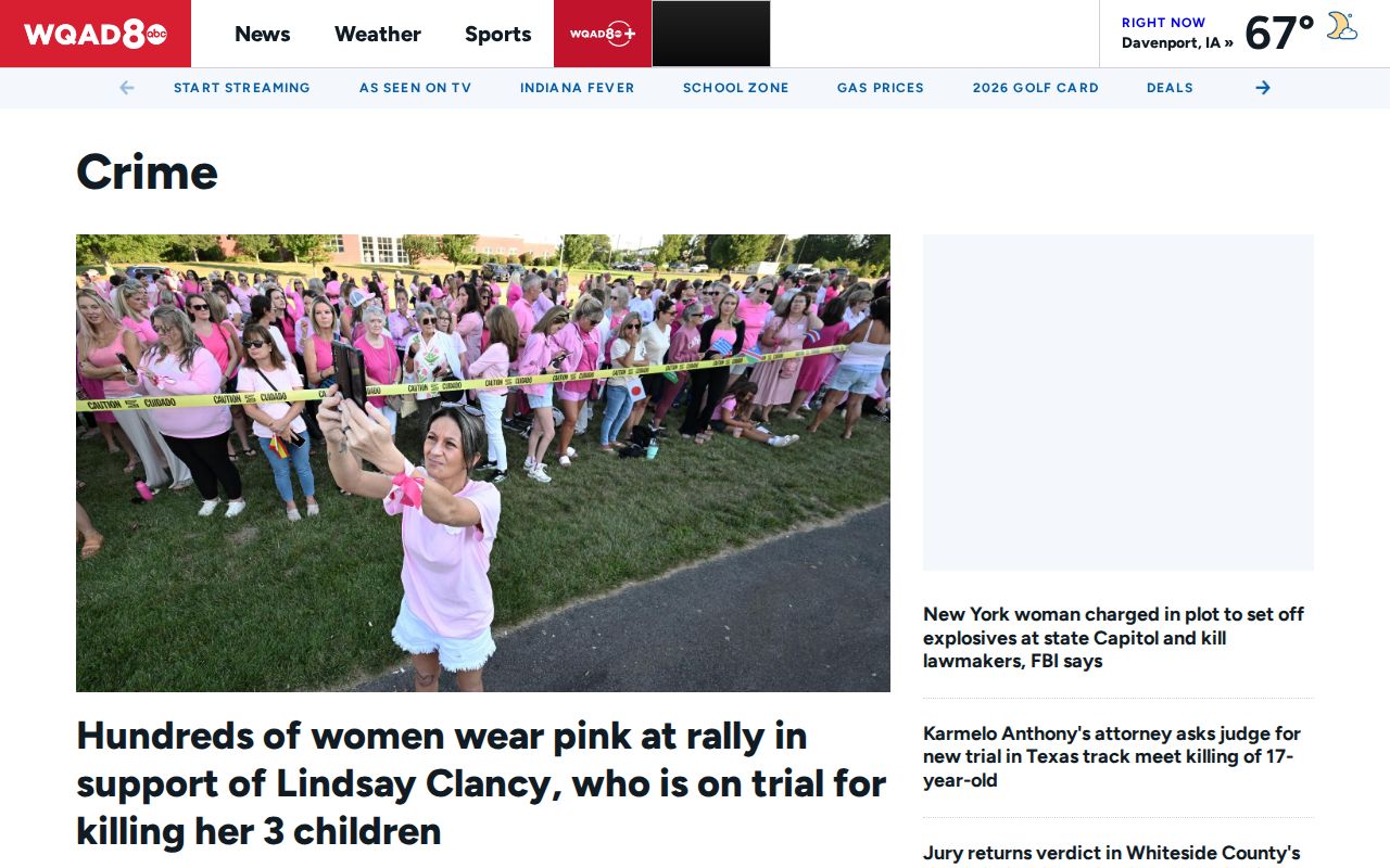 WQAD Rock Island County regional crime news section screenshot